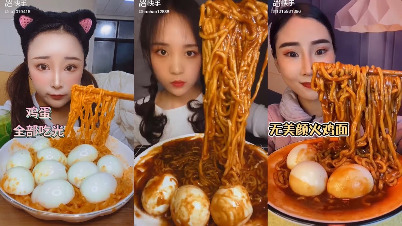 ASMR CHINESE FOOD MUKBANG EATING SHOW 매운라면과 계란 중국 먹방 쇼 리얼사운드 ราเมนรสเผ็ดและการกินไข่ 🌶