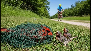 Rescuing a Cardinal Mother and Chicks Trapped in Nets