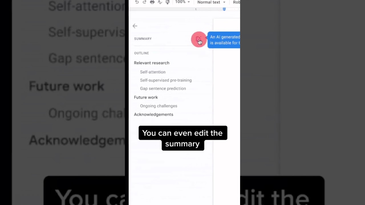 Quickly get the highlights and main points in a Google Doc with AI auto summaries 📃 #Shorts