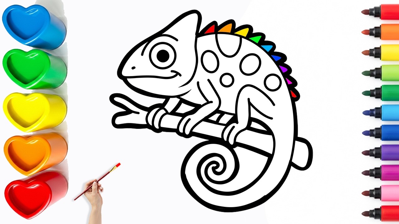 🦎Drawing and Coloring a Fun Chameleon | Easy Step By Step Tutorial #28