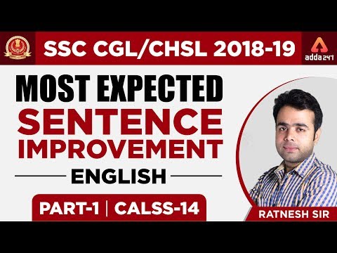 SSC CGL/CHSL 2018 | Most Expected Sentence Improvement For SSC CGL | Part 1 | Class 14 | Ratnesh Sir