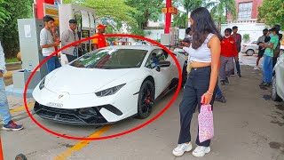 WHEN LAMBORGHINI ENTERS PETROL STATION IN INDIA | PEOPLE REACTIONS