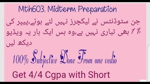 Mth603 Midterm Preparation Vedio Subjective Short and long Important Questions @pogeun_paper#mth603