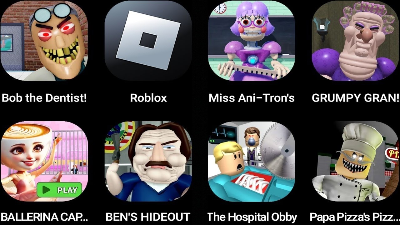 ROBLOX,EPIC SCHOOL,Bob the Dentist,EVIL GRANDPA,POCOYO'S PRISON,BABY POLLY HOUSE,KPOP DEMON HUNTERS,