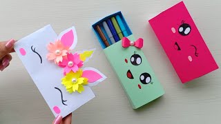 How to make a paper pencil box | DIY paper pencil box idea /Easy Origami box tutorial / Origami