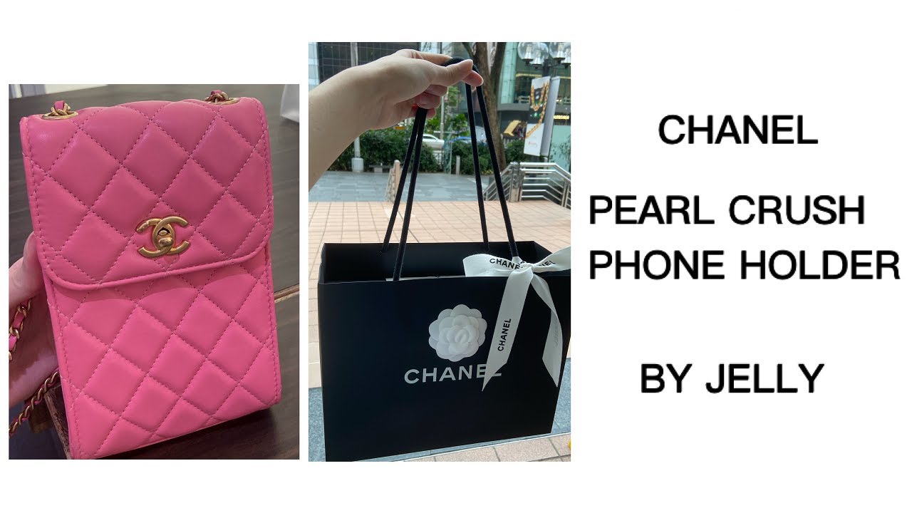 CHANEL Flap Phone Holder With Chain Bag Black Crossbody Clutch j99 –  hannari-shop