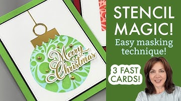 Stencil Magic- EASY Masking Technique with 3 Fast Cards!