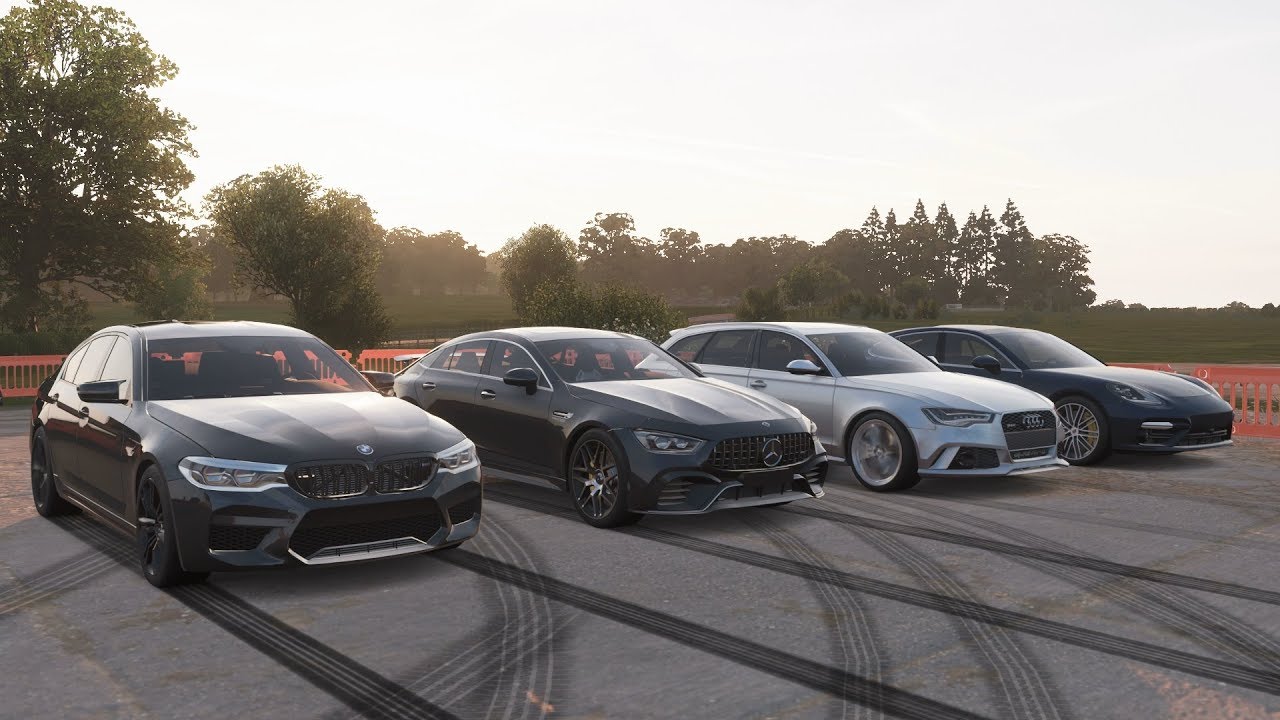 Forza Horizon 4 Drag Race BMW M5, Mercedes GT63S, Audi