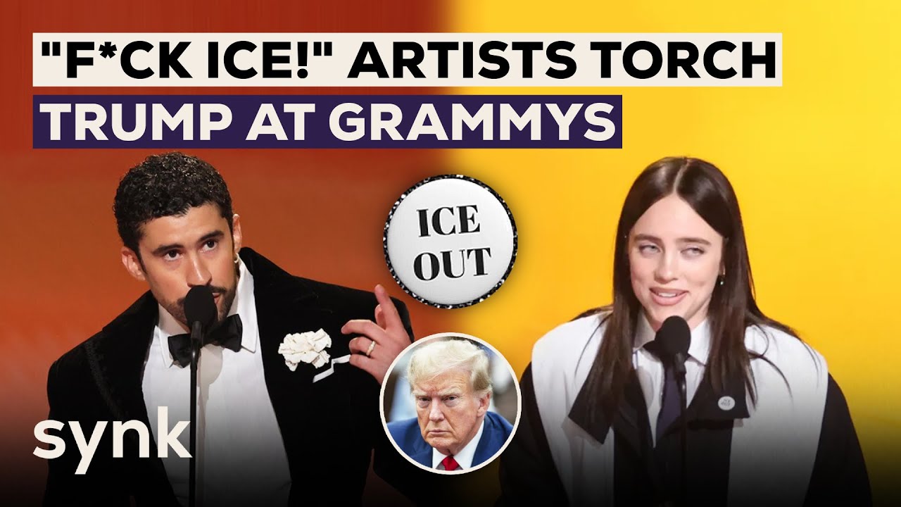 "ICE OUT" Pins Flood Grammys, Billie Eilish & Bad Bunny Blast Trump's Immigration Policies | synk