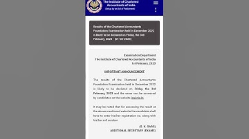 ICAI Official Announcement | Ca Foundation Result Dec 2022 #cafoundation #shorts