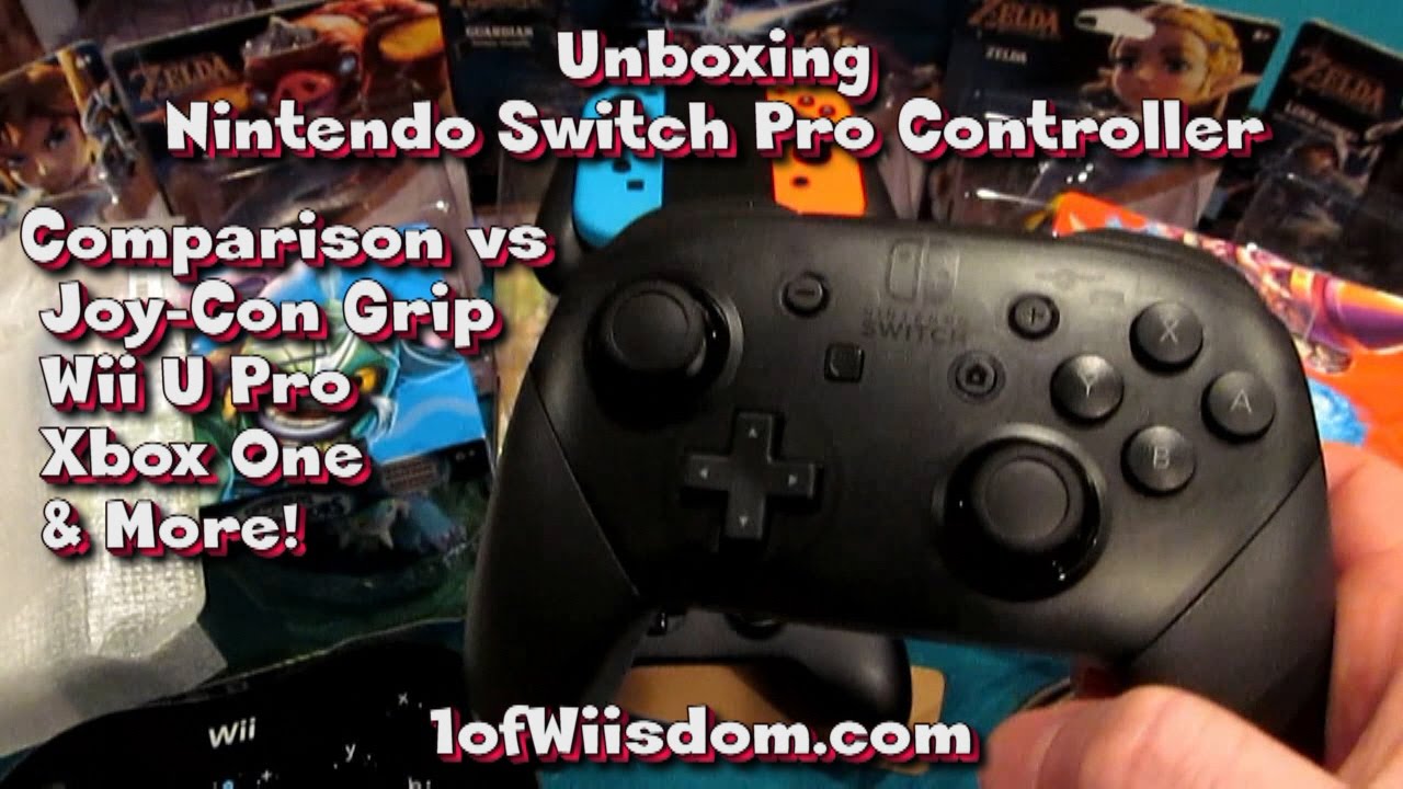 Wiisdom Unboxing Nintendo Switch Pro Controller With Comparisons Vs Joy Con Grip Wii U Pro Controller Xbox One And More