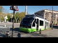 Tram passing inside city name Vitoria Gasteiz Spain