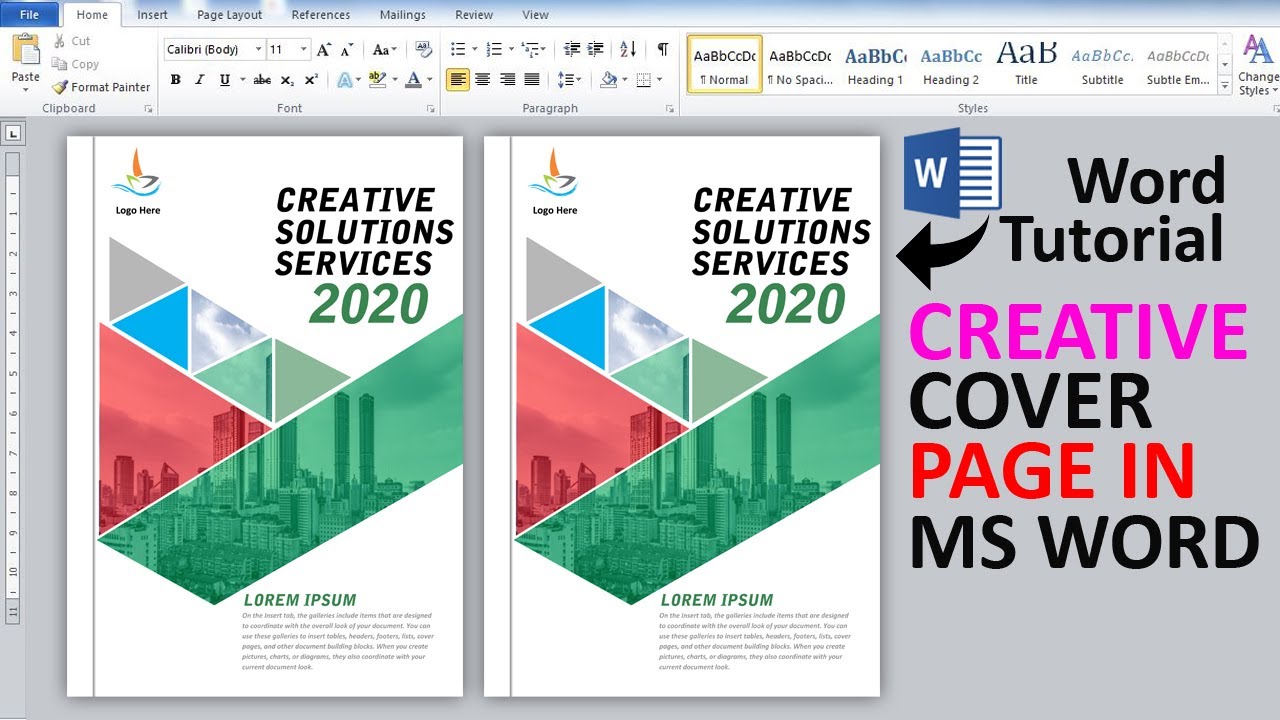 How to Create Cover Page in Microsoft Word | Book Cover Page | Magazine ...