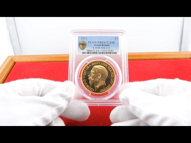 イギリス 1911年 5ポンド プルーフ 金貨 ジョージ5世 PCGS PR64+CAM