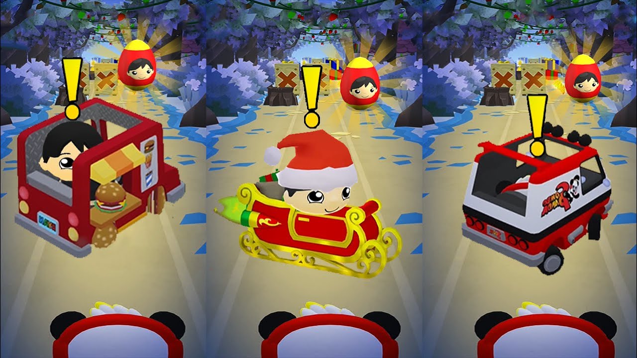 Tag with Ryan Combo Panda Van vs Food Truck vs Santa's sleigh Race