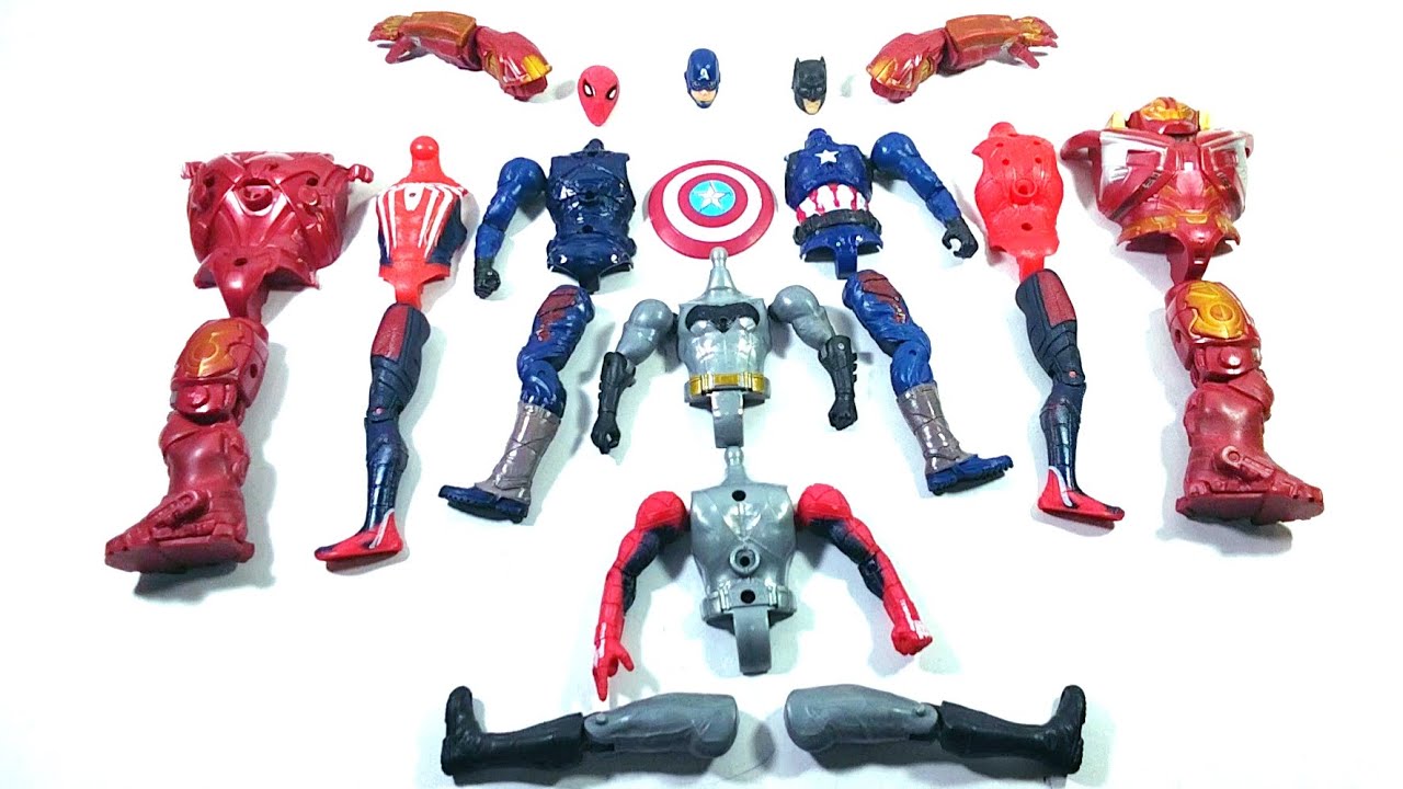 MARVEL ASSEMBLE TOYS CAPTAIN AMERICA VS BATMAN VS SPIDER-MAN MILES MORALES VS HULK BUSTER...