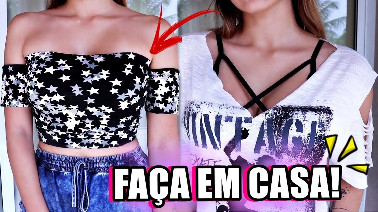 FAÇA SUAS ROUPAS SEM GASTAR NADA! DIY ROUPAS TUMBLR