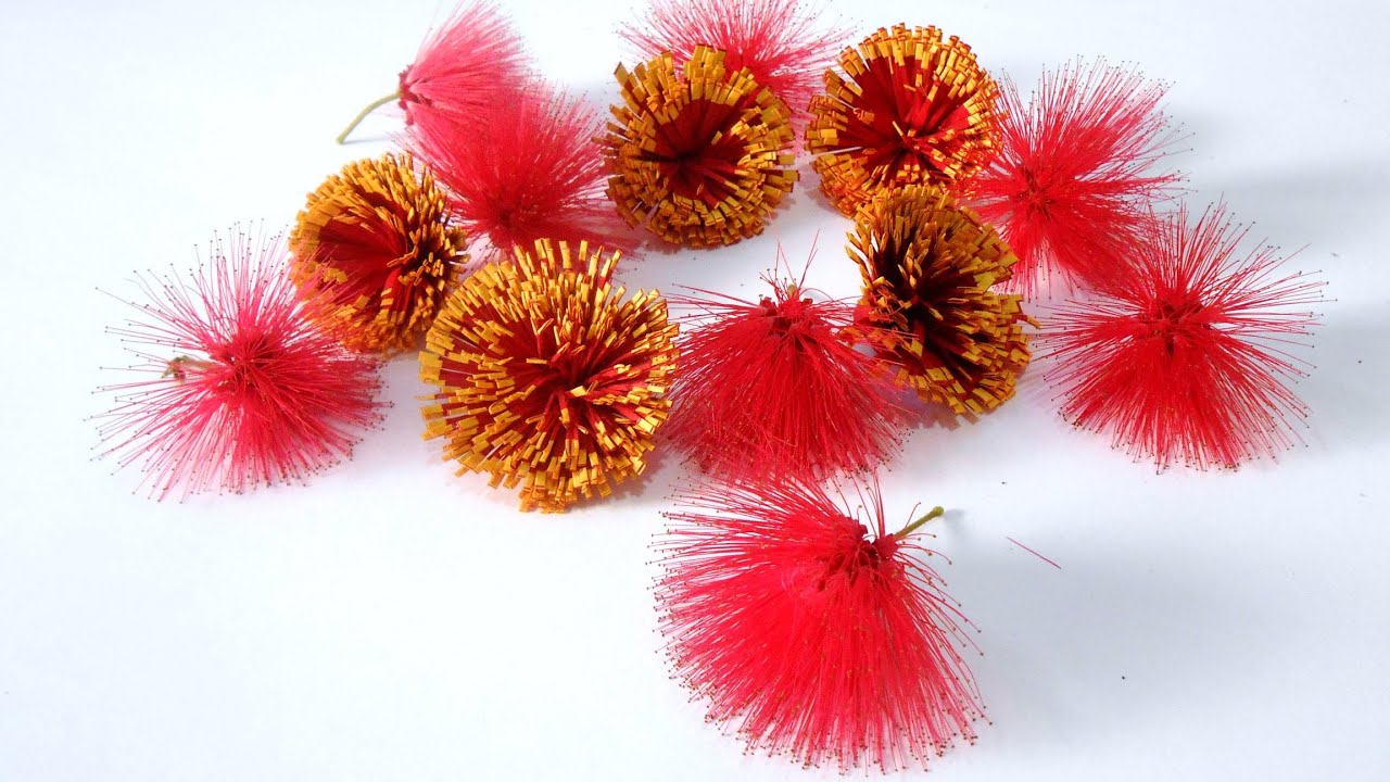 DIY How to make Quilling Powder Puff Flower YouTube