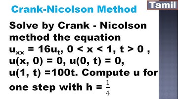 Numerical Methods | Solution of Parabolic Equation | Crank - Nicolson Method | Problem in Tamil
