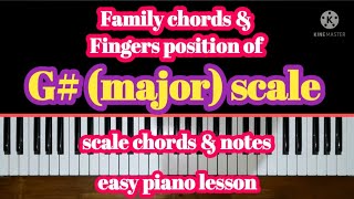 Family chords and fingers position of G# major scale-scale chords & notes-easy piano lesson-musical