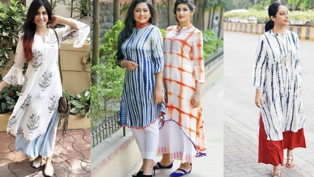 Off white combination dresses || off white kurti comabination dresses ...