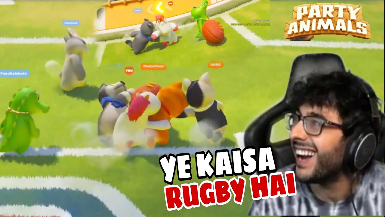 RUGBY in party animal || @CarryMinati playing rugby in party animal ...