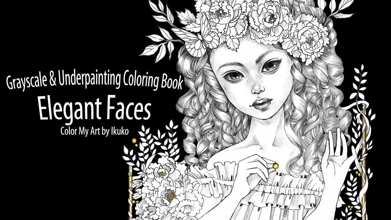 Flip Through Elegant Faces Coloring Book by Ikuko - Adult Coloring Book