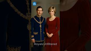 Royal Majesty Charles In Blue Ceremonial Coat, Diana In Crimson Velvet Gown