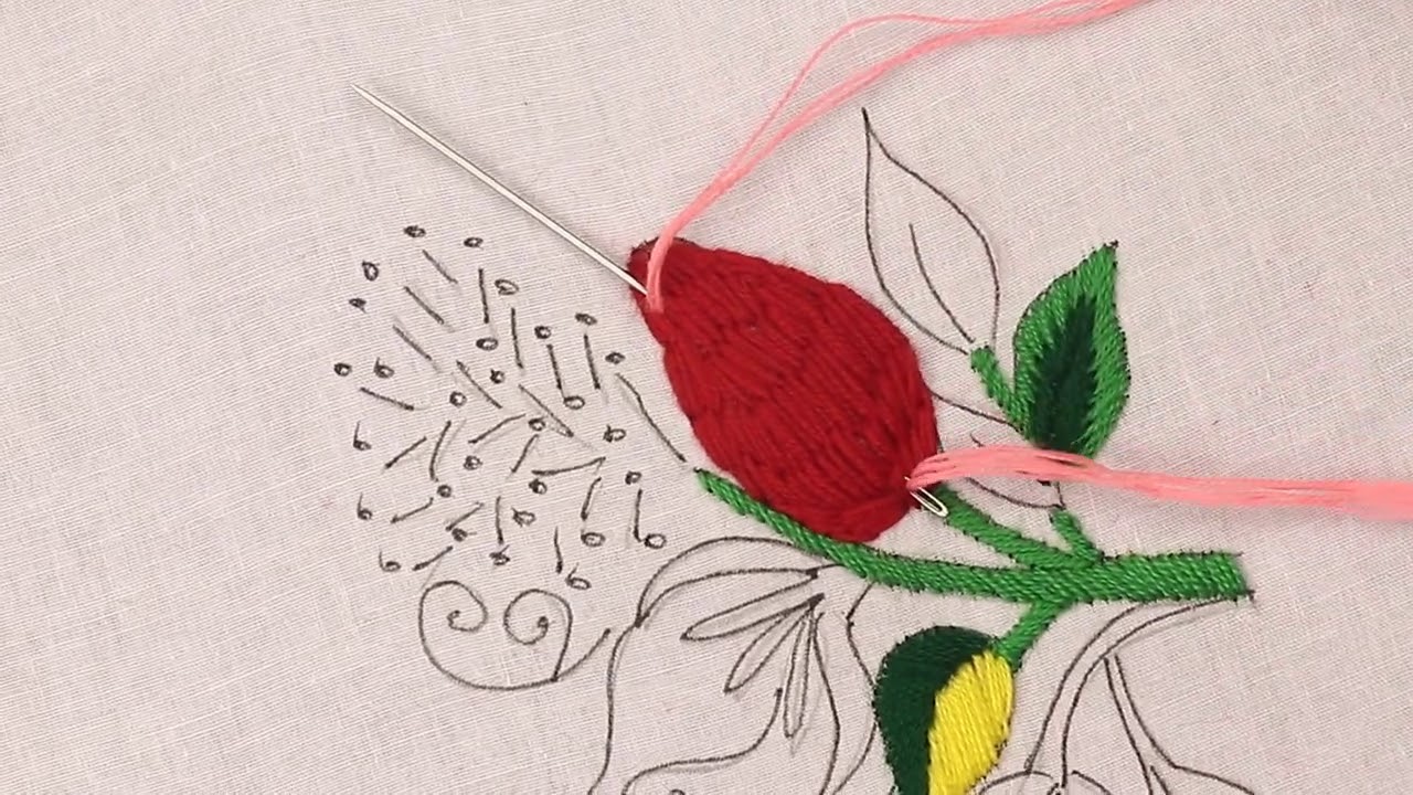 Bullion Knot Rose Stitch Embroidery Designs Red Rose Embroidery