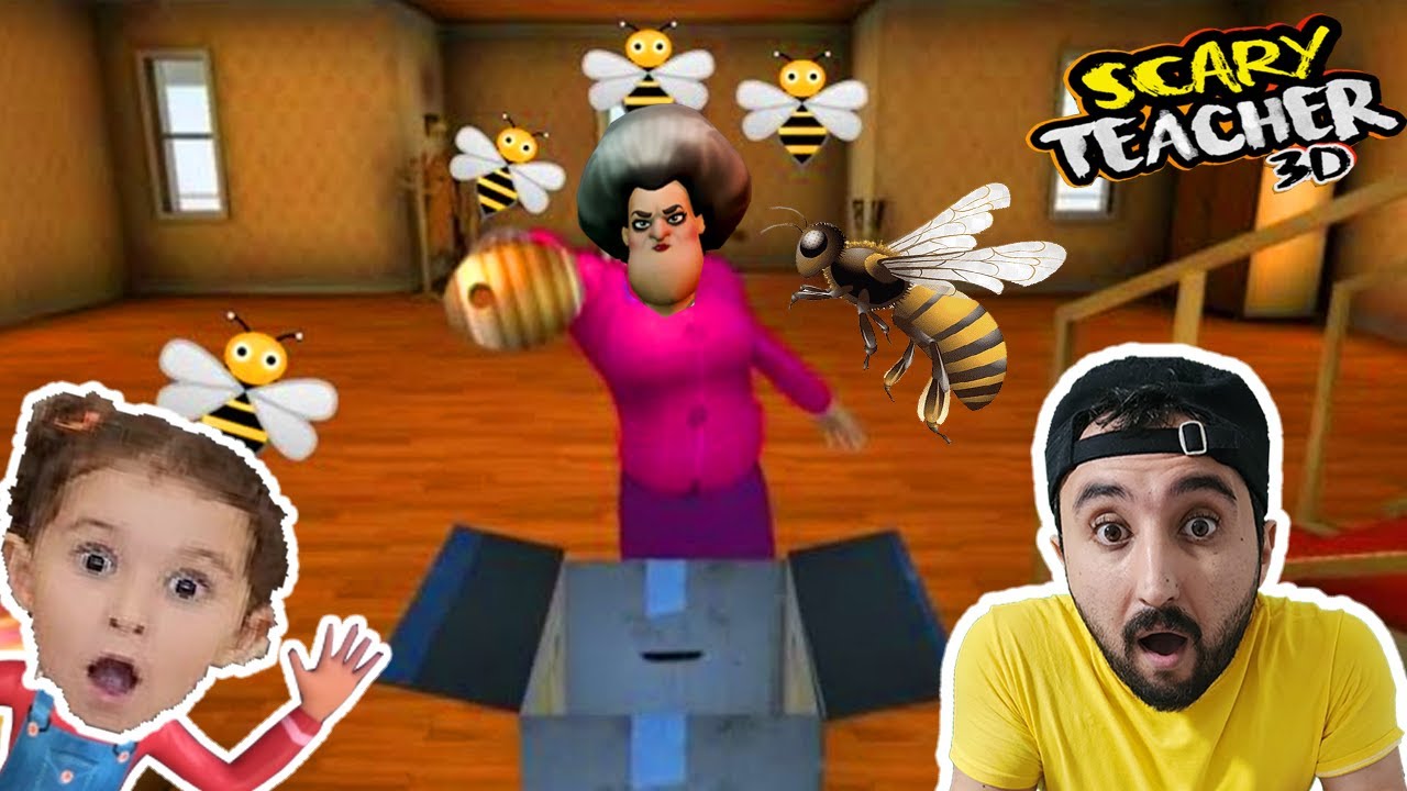 KIZGIN ÖĞRETMENE ARILAR SALDIRDI! BAYILDI! SAUNA ŞAKASI YAPTIK! SCARYTEACHER 3D OYNUYORUZ! OYUNA GEL