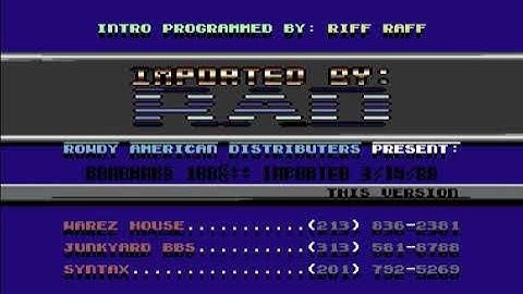 Rowdy American Distributors (RAD) Intro 4 ! Commodore 64 (C64)