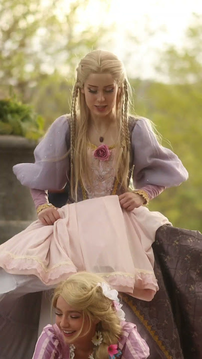 “It’s like my mother’s tower 🥲” - Barbie Rapunzel & Disney Rapunzel cosplay w/ @halcybella 💜✨🌸