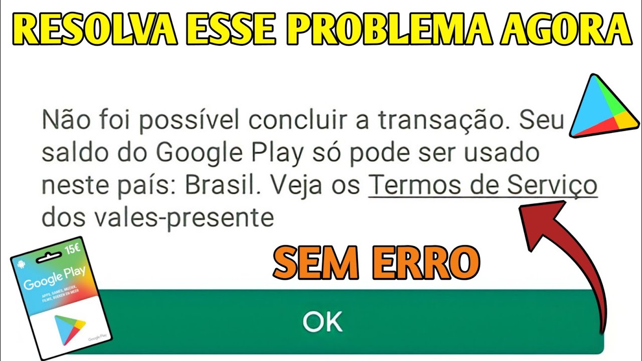 Como resolver problema no vale presente da play store erro de país de ...