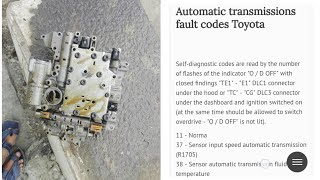 Toyota vehicles Automatic Transmission manually fault codes