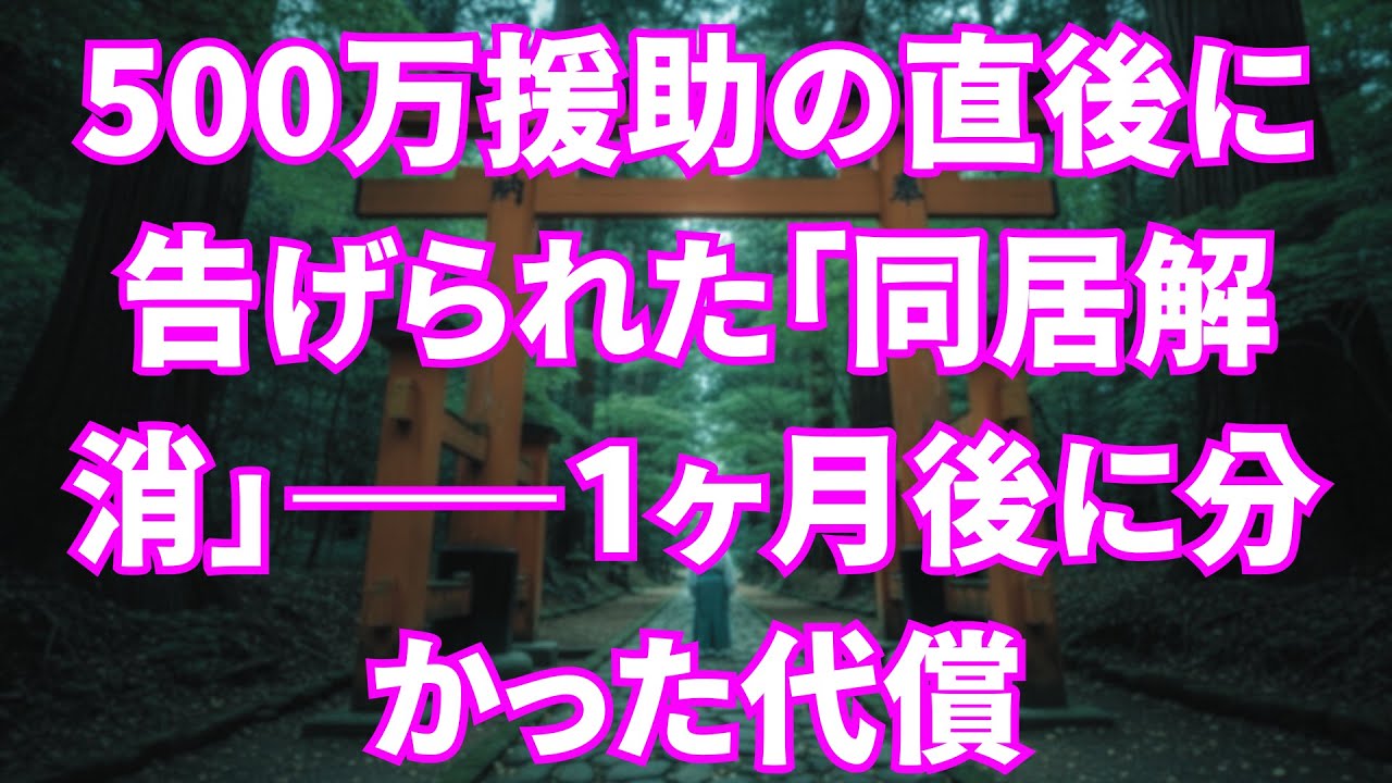 500万援助の直後に告げられた「同居解消」――1ヶ月後に分かった代償