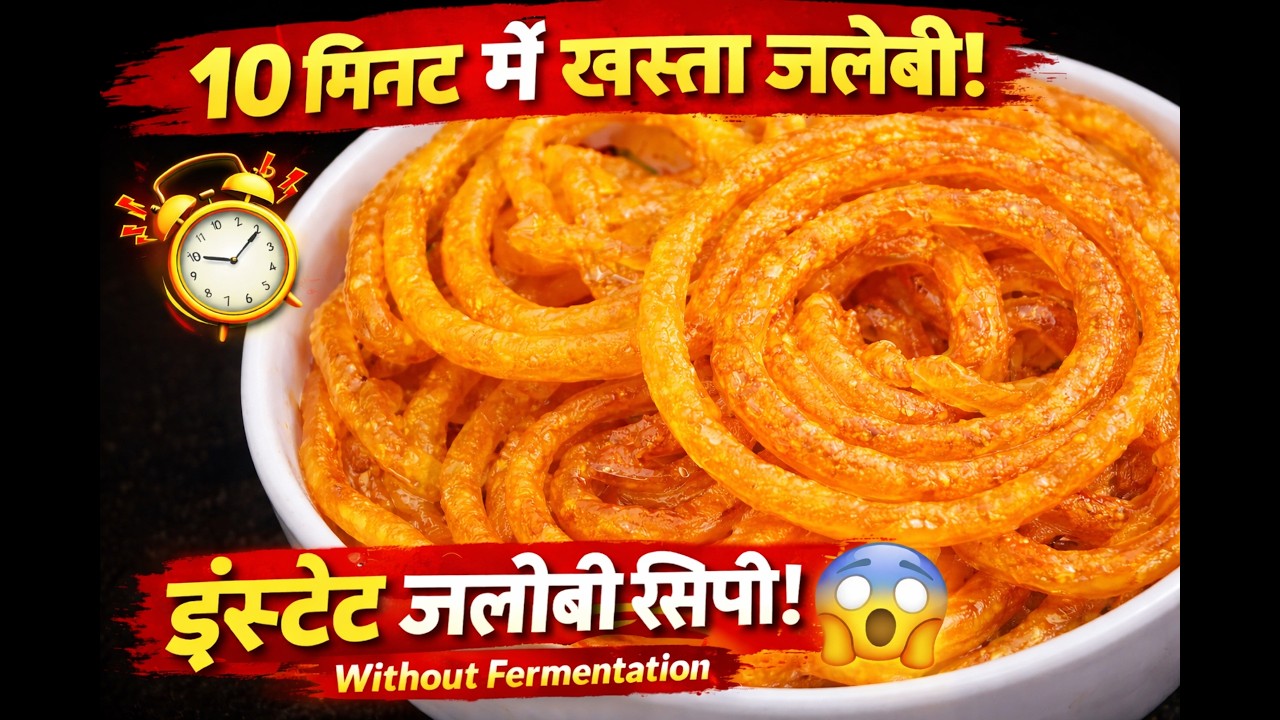 ⚠️ 10 मिनट में खस्ता जलेबी बनाएं घर पर | Instant Jalebi Recipe Without Fermentation | Crispy Jalebi