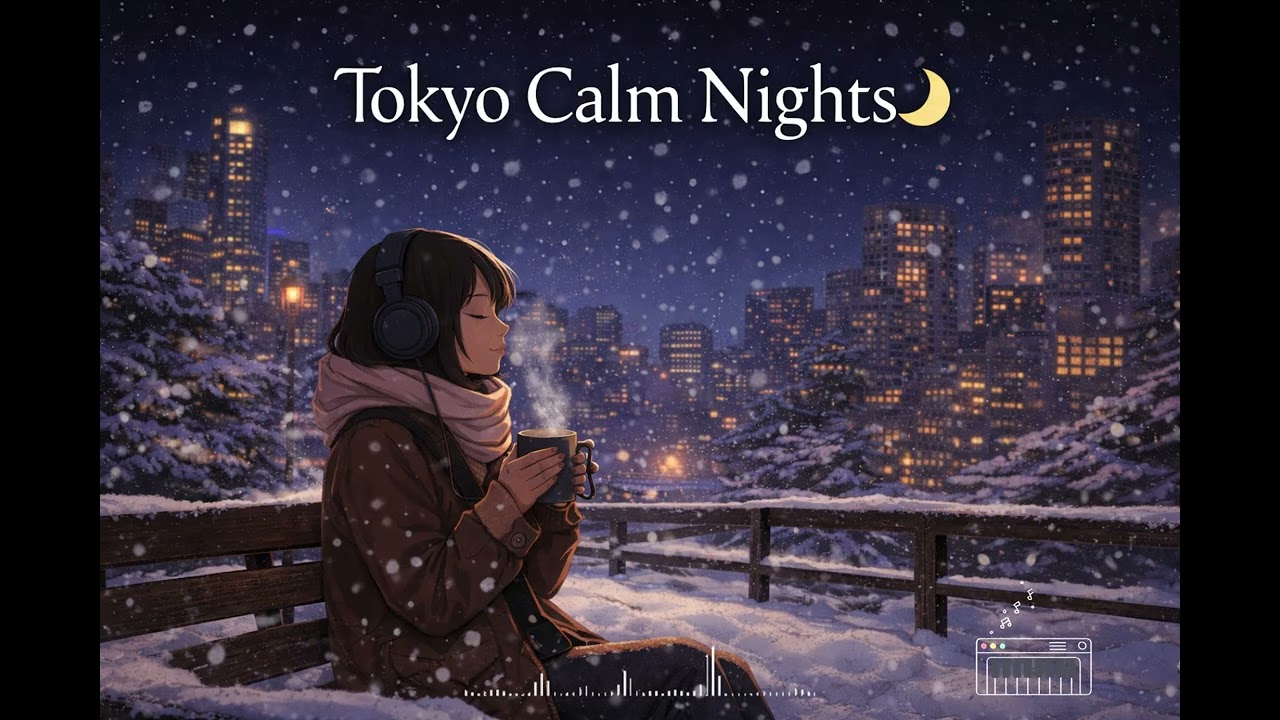 Tokyo Calm Nights 🌙｜静かな東京の夜｜Rain → Snow → Deep Focus → FadeLo-fi / Chillhop Music｜50 Minutes Album