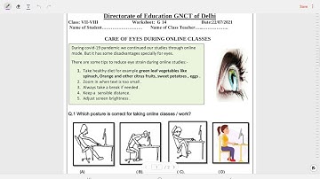 DOE Class 7-8 Worksheet G14(22/7/21) Topic: Care of eyes  during online classes