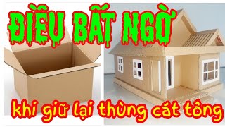 Làm nhà bằng giấy carton từ thùng bánh | Cat garden studio #lamnhabangbiacattong #biếttuốt