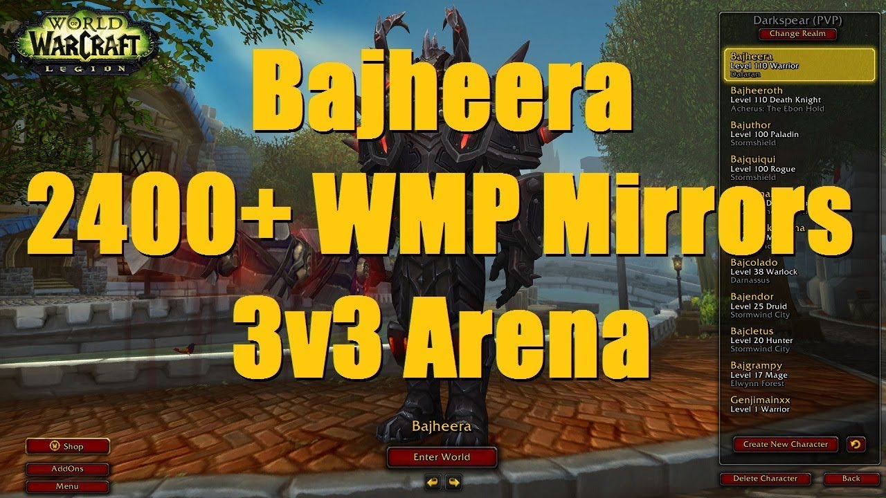 Bajheera - 2400+ WMP Mirror Matches (3v3 Arena) - WoW Legion 7.3 Warrior PvP