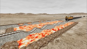 Train vs Lava deep bump Railway Track | Beamng drive | Crash