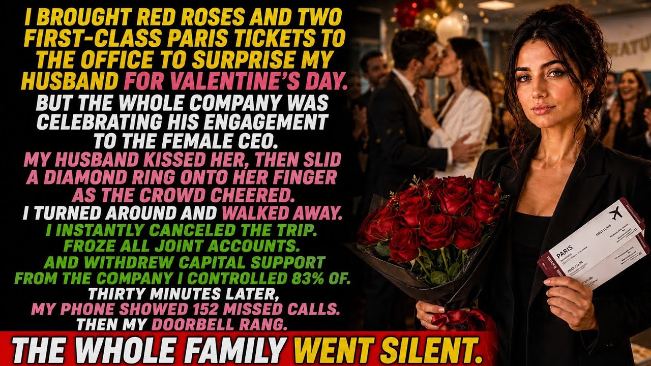 Am Valentinstag um 11:42 Uhr morgens betrat ich die Firma meines Mannes mit roten Rosen und zwei First-Class-Tickets nach Paris in der Hand – nur um zu sehen, wie er vor versammelter Belegschaft...