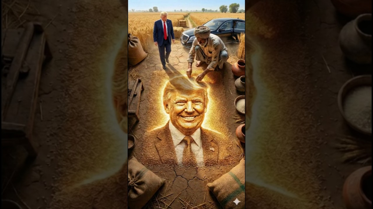 Donald Trump was happy to see the grain art. 