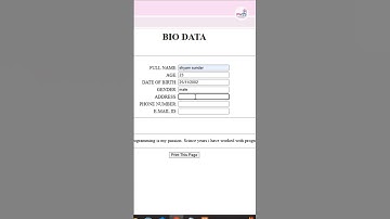 PW2S — How to Make a Biodata Form in HTML for Beginners#PW2S #HTMLProjects #BiodataForm