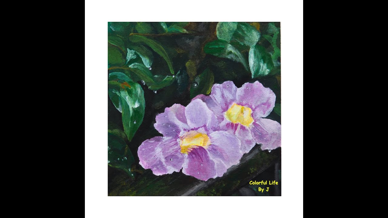 Stepbystep How to Paint Purple Flowers Blue Sky Vine Flower Painting Cách Vẽ Hoa YouTube