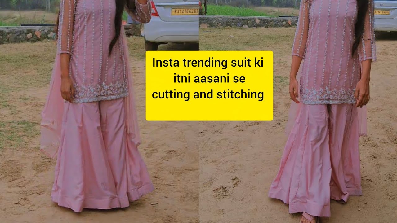 Plazo with short kurti || marmaid plazo cutting and stitching full tutorial 