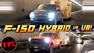 Watch The 2021 Ford F150 Hybrid Take On The V8 Chevy Silverado On The World's Toughest Towing Test!