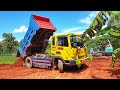 Project Land Fill Up Process By 5Ton Dump Truck Unloading Soil &amp; Dozer Pushing Clear#02-06-2024