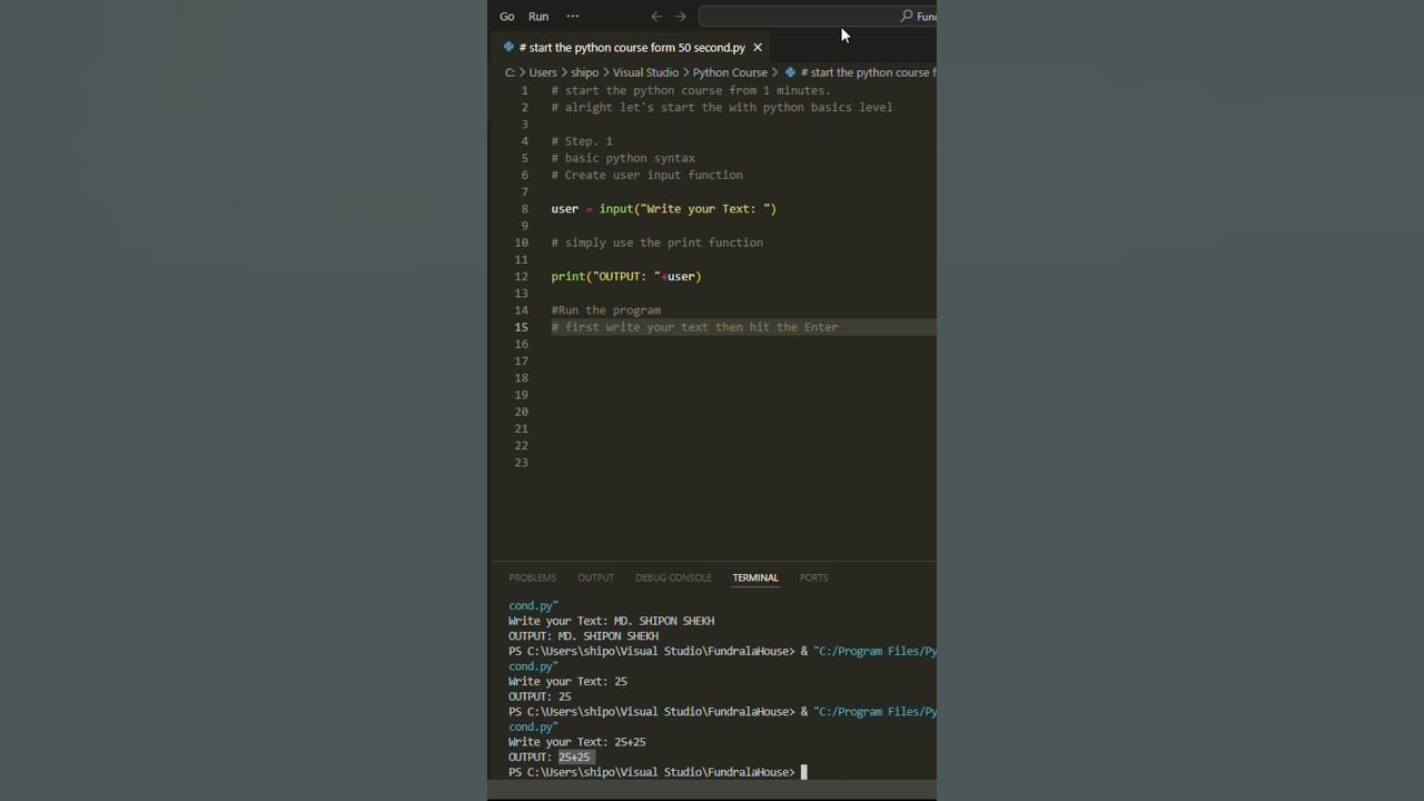 Create user input function in Python | Python program 2025 - YouTube