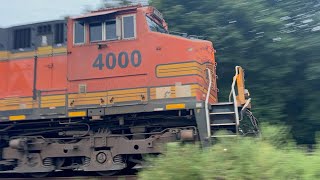 BNSF 4000 H2 Paint C44-9W leads CSX B121 through Manville NJ with very nice crew 8/30/2024